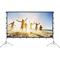 Vamvo Pantalla de Proyector HD para Interiores y Exteriores - 120 Pulgada - Soporte Plegable- Pantalla Portátil - Ideal…